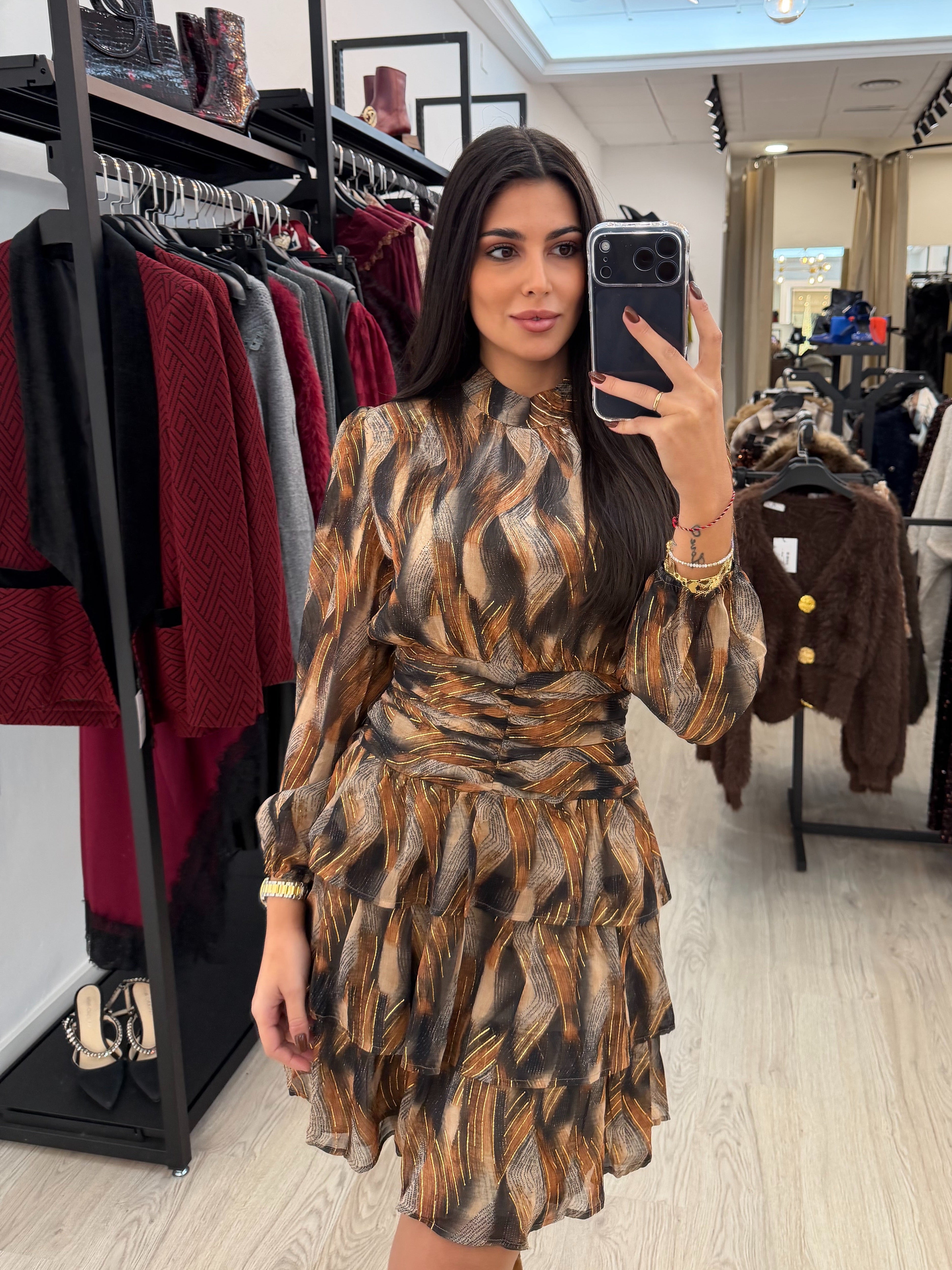 Vestido estampado volantes