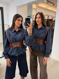 Camisa abullonada + corsé