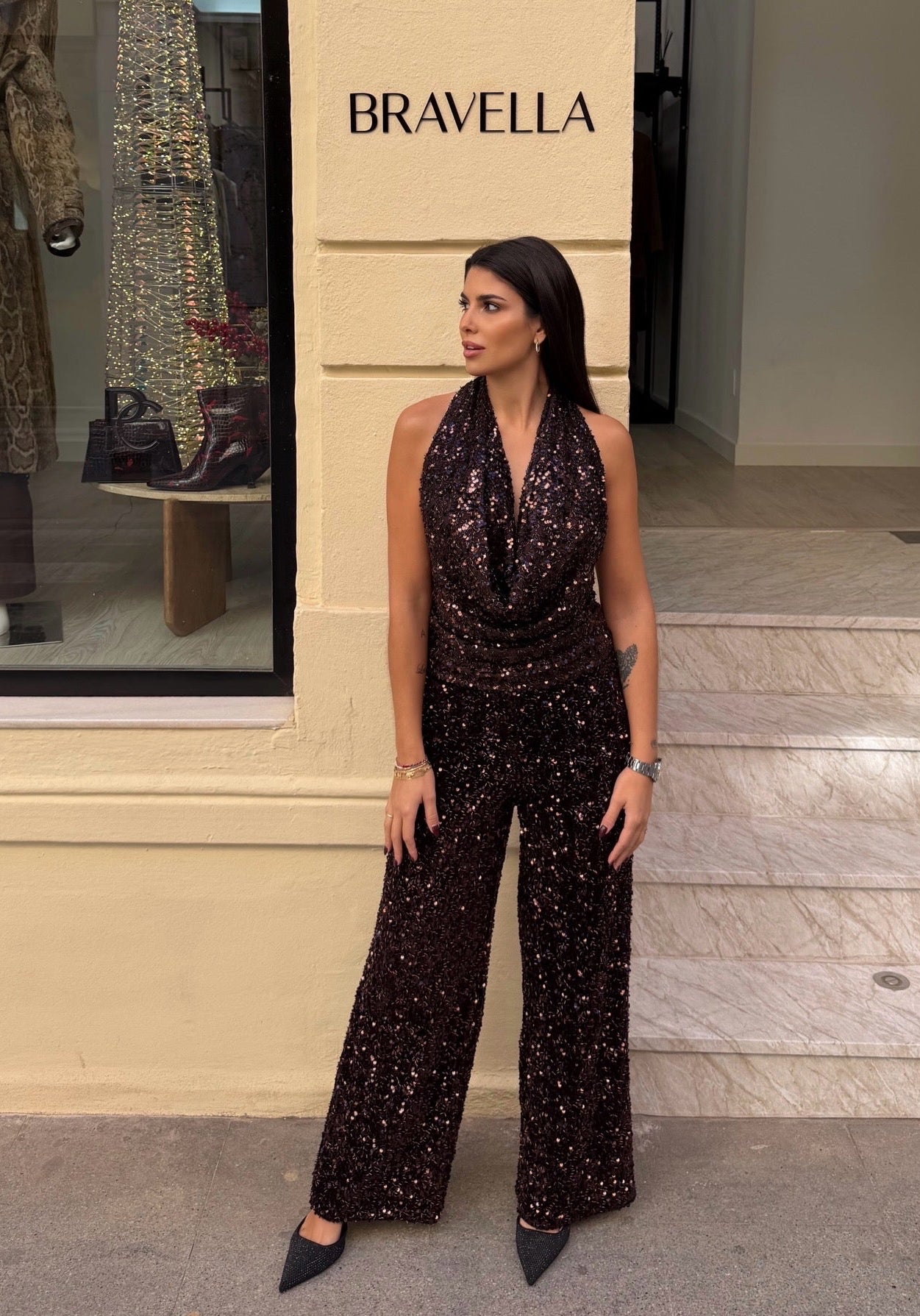 Top lentejuela cobre