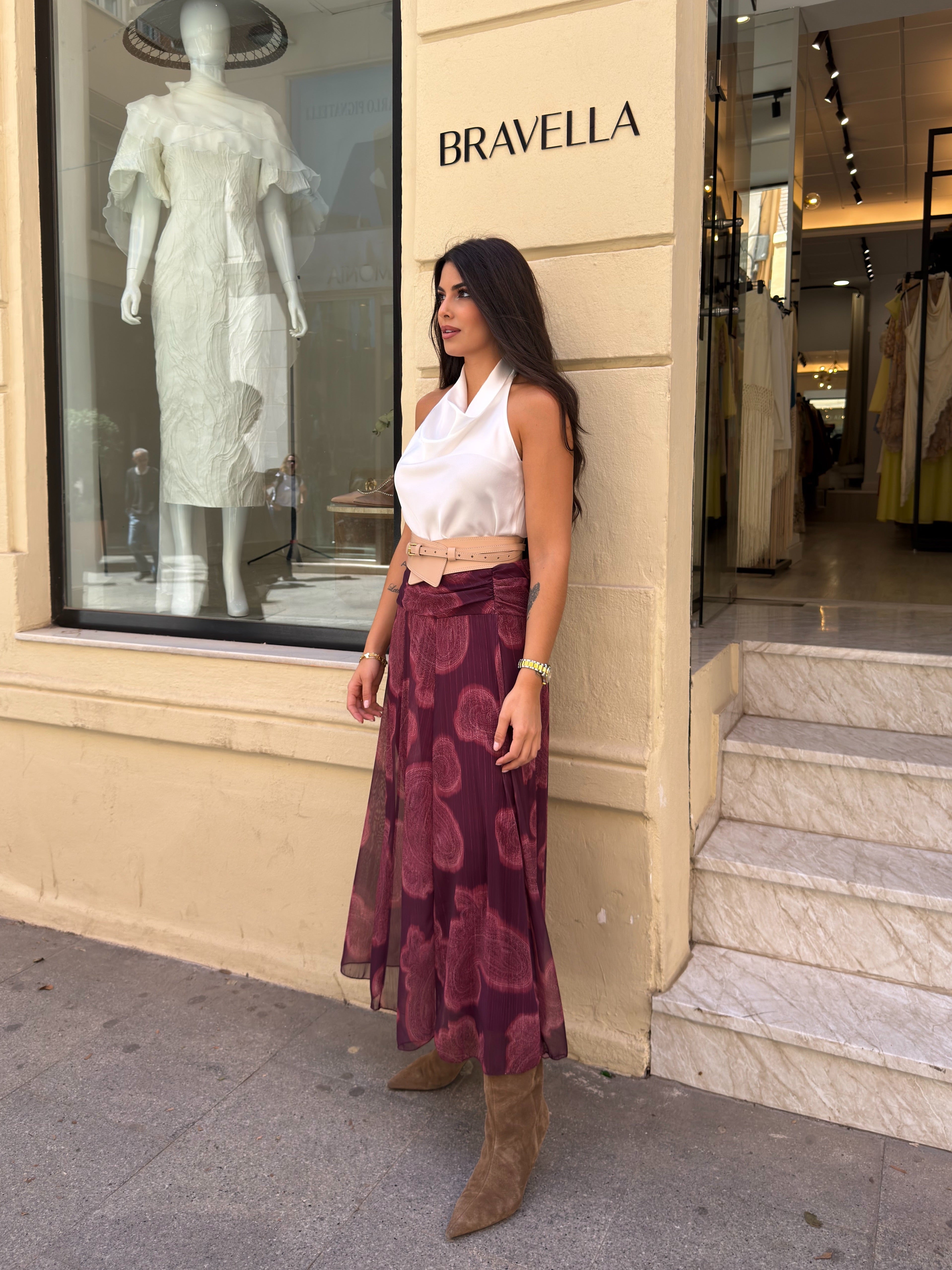 Falda vuelo estampada