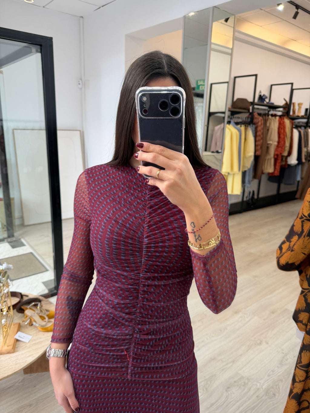 Vestido fruncido estampado