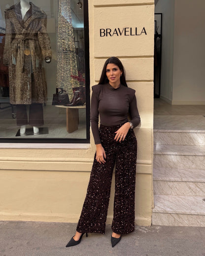 Pantalón lentejuela cobre