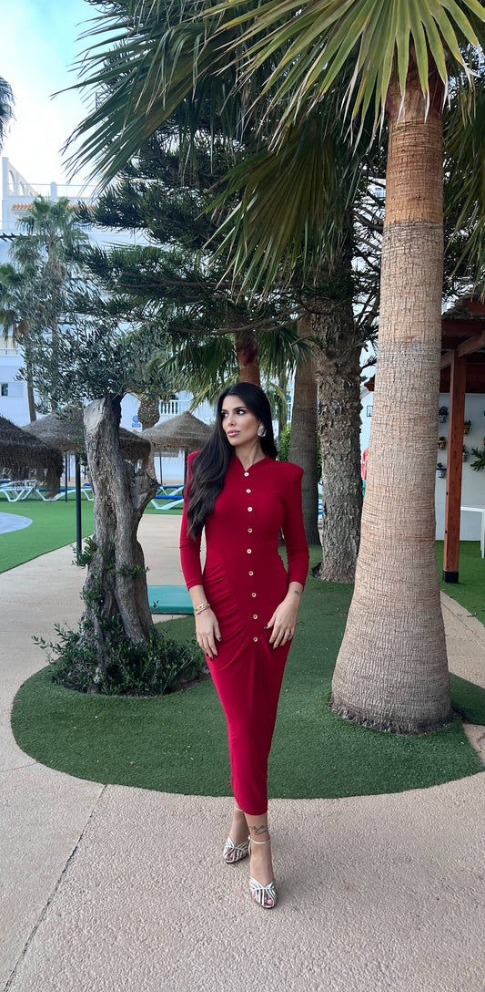 Vestido drapeado rojo