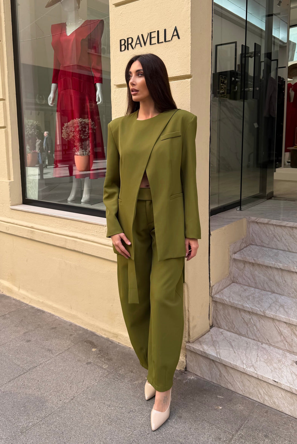 Blazer cruzada verde oliva