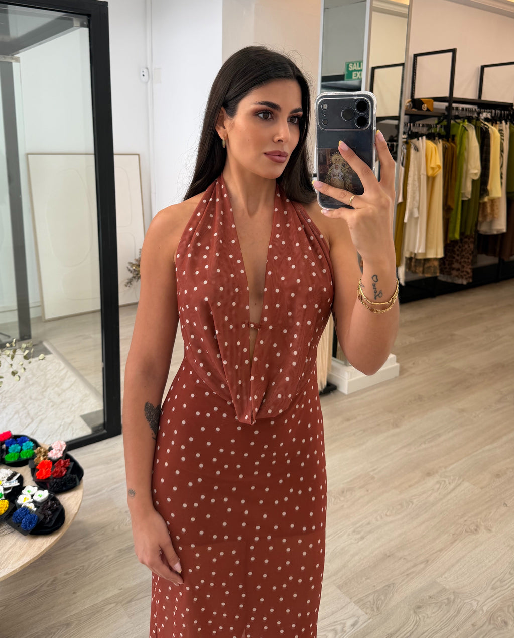 Vestido largo lunares