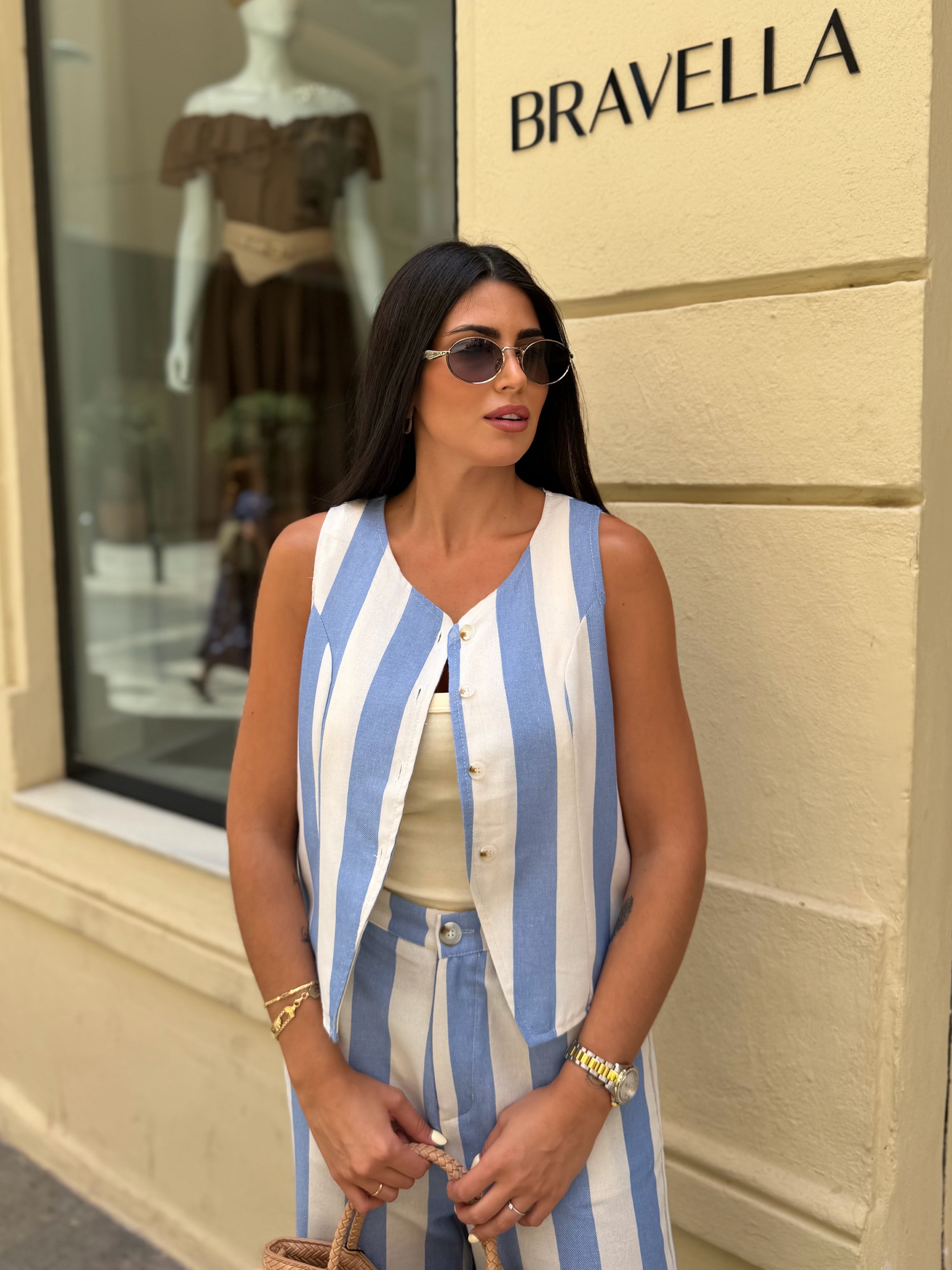 Conjunto de rayas lino