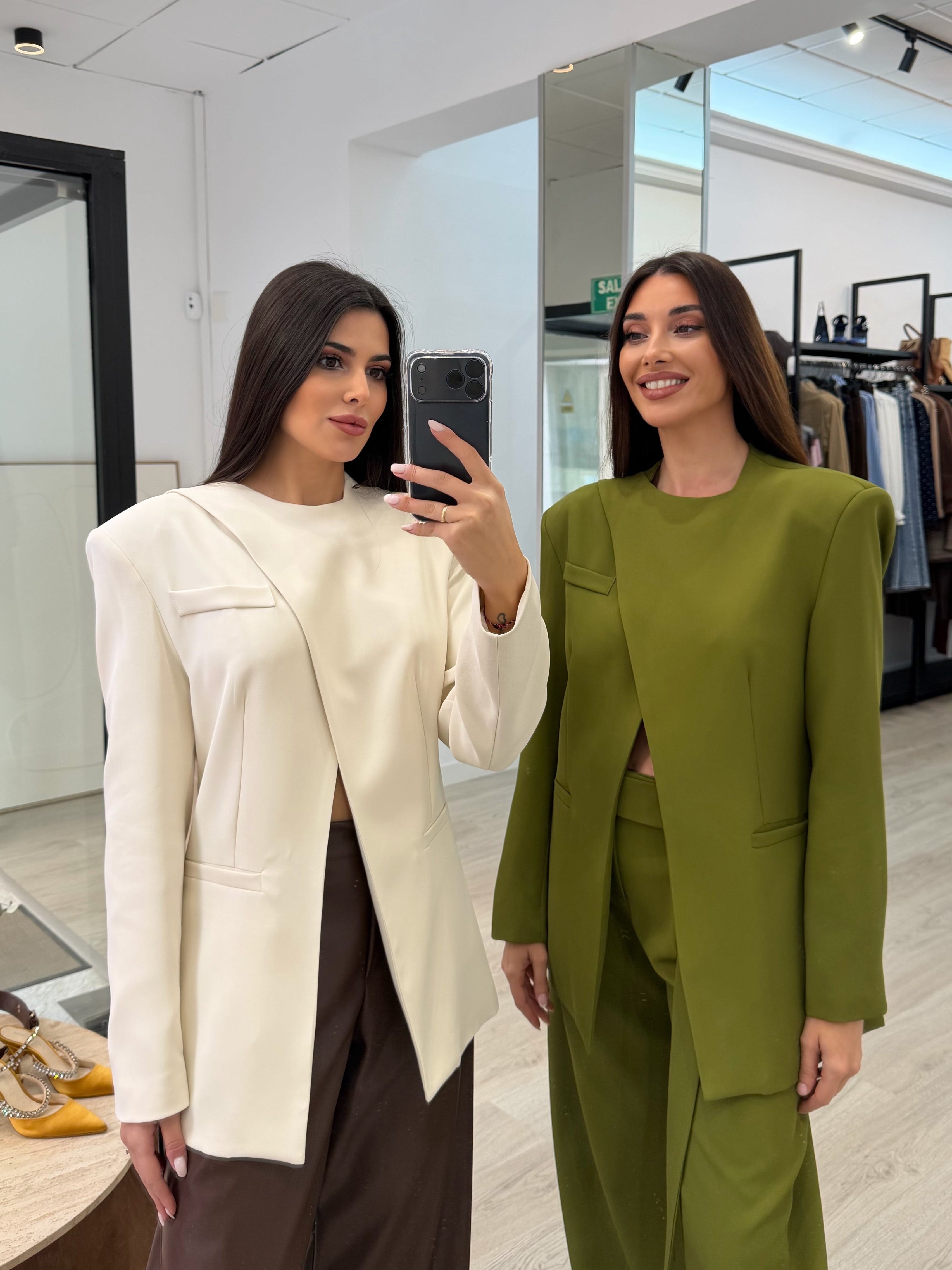 Blazer cruzada blanco crudo