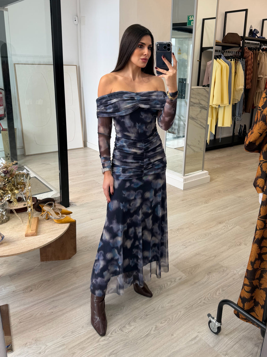 Vestido fruncido estampado