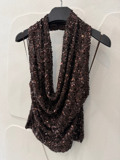 Top lentejuela cobre