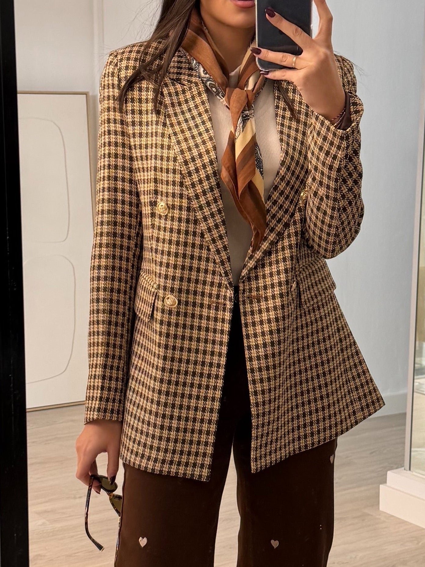 Blazer de cuadros mostaza