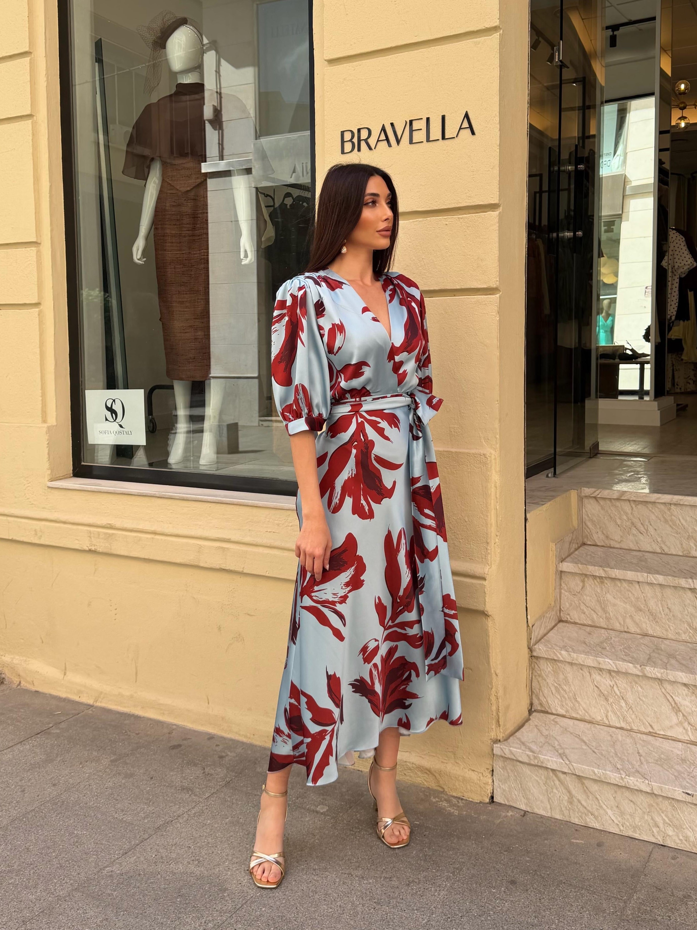 Vestido satinado estampado