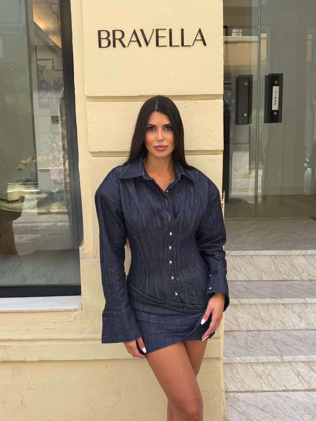 Vestido denim corsé