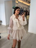 Vestido volantes beige
