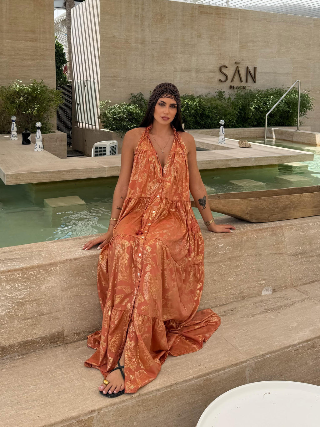 Vestido halter maxi