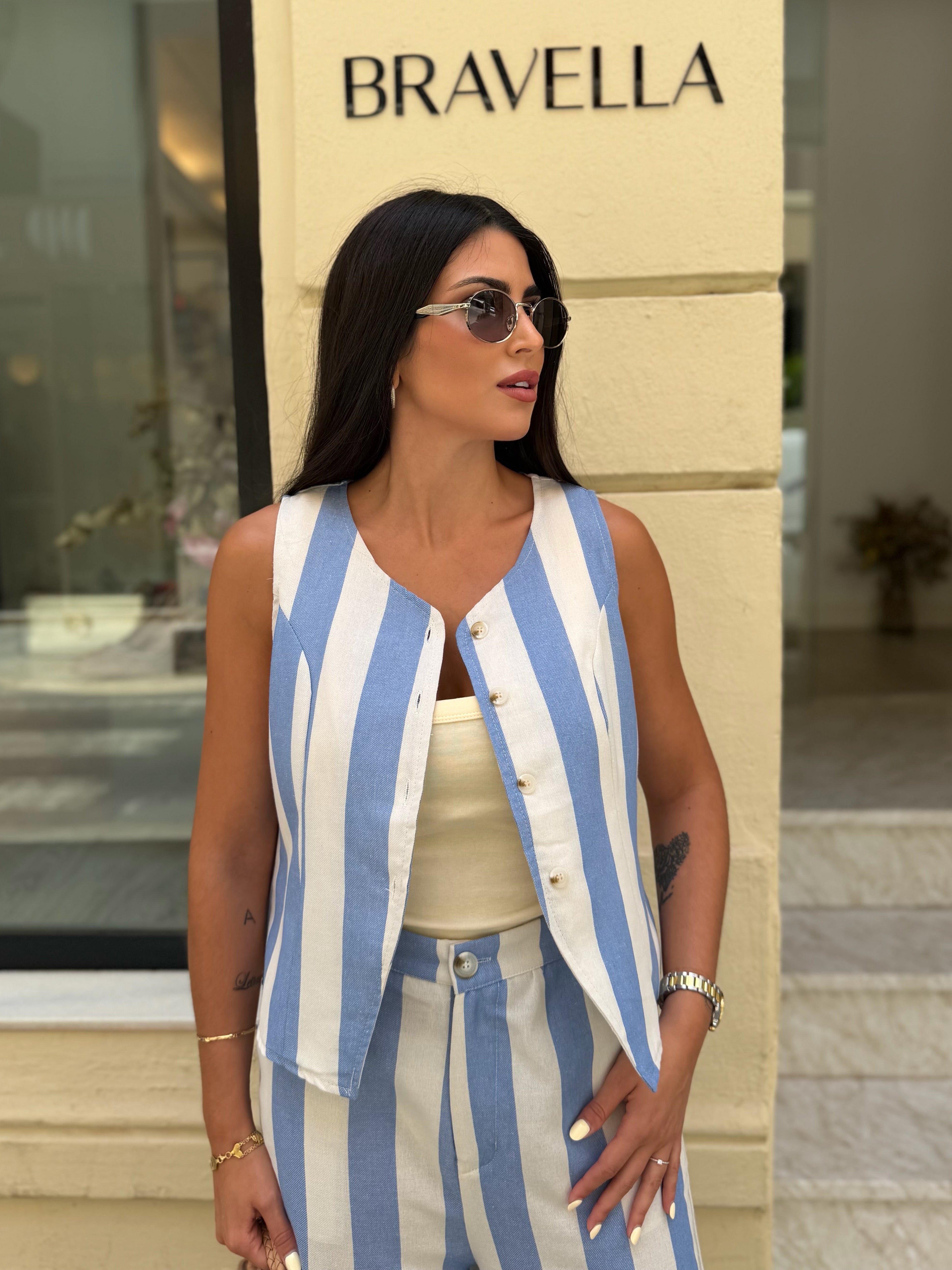 Conjunto de rayas lino