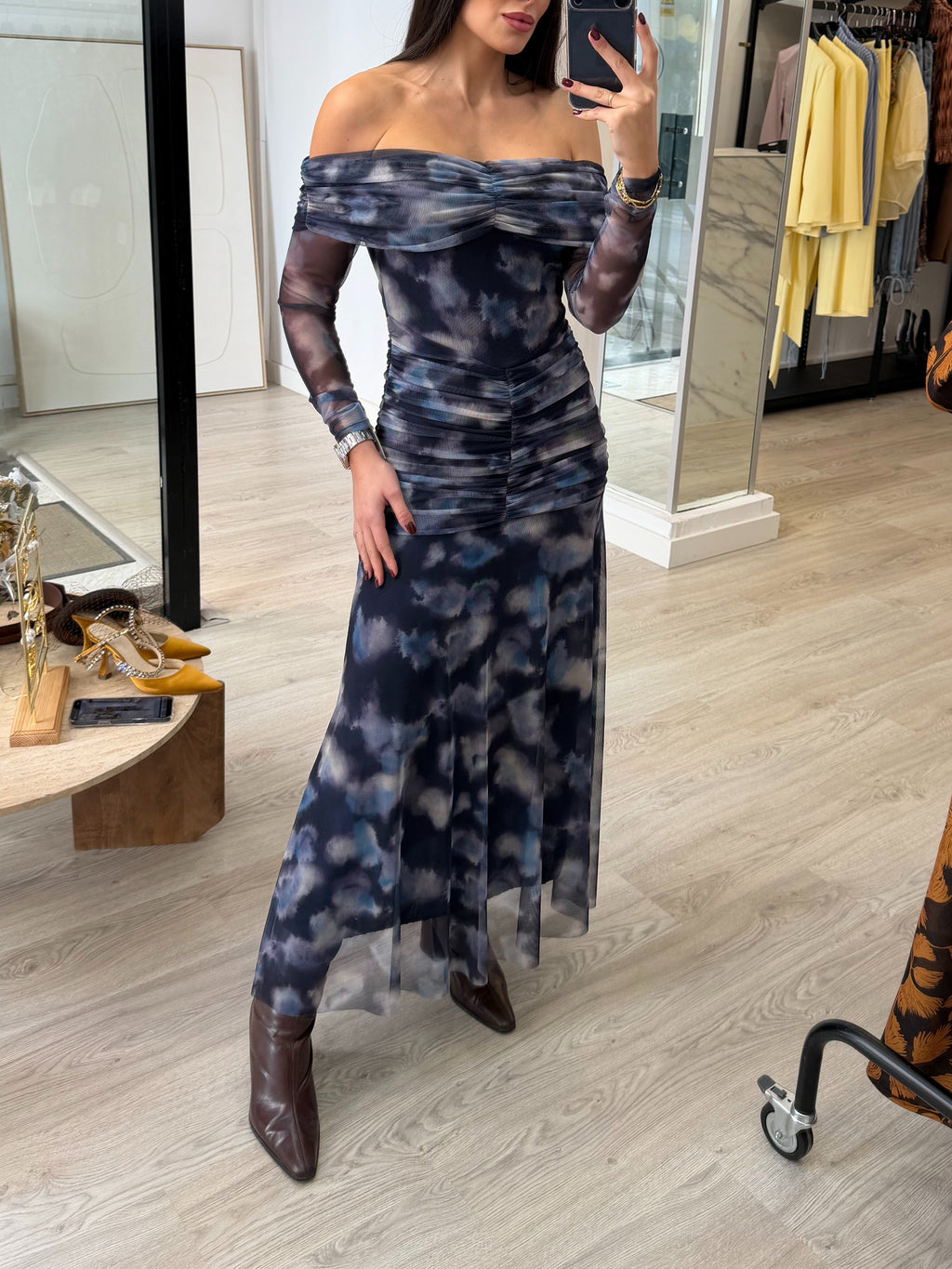 Vestido fruncido estampado