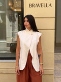 Chaleco lino rayas blanco