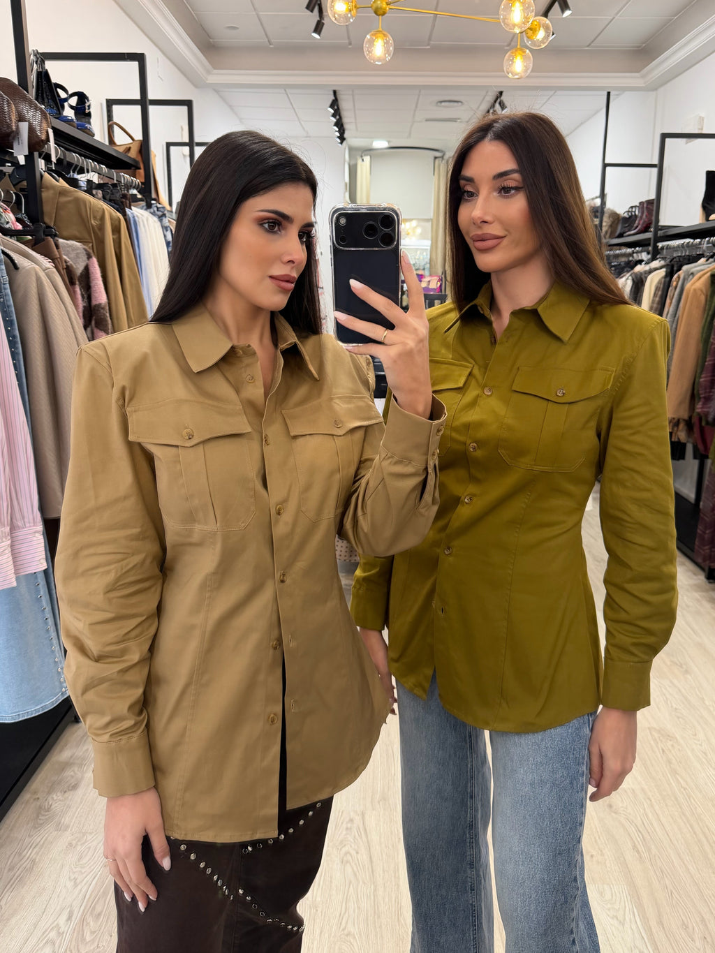 Camisa hombreras camel