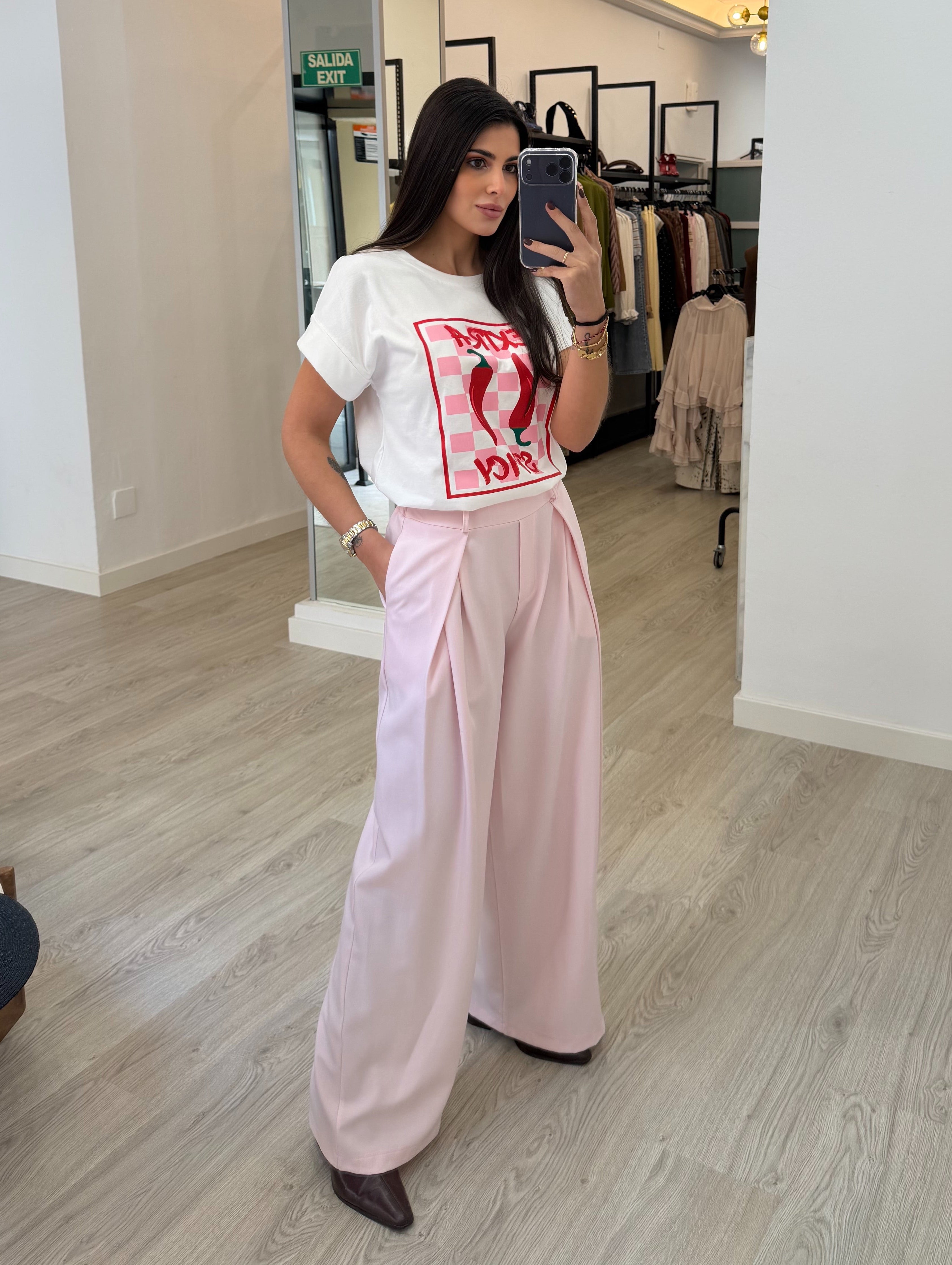 Pantalón fluido rosa