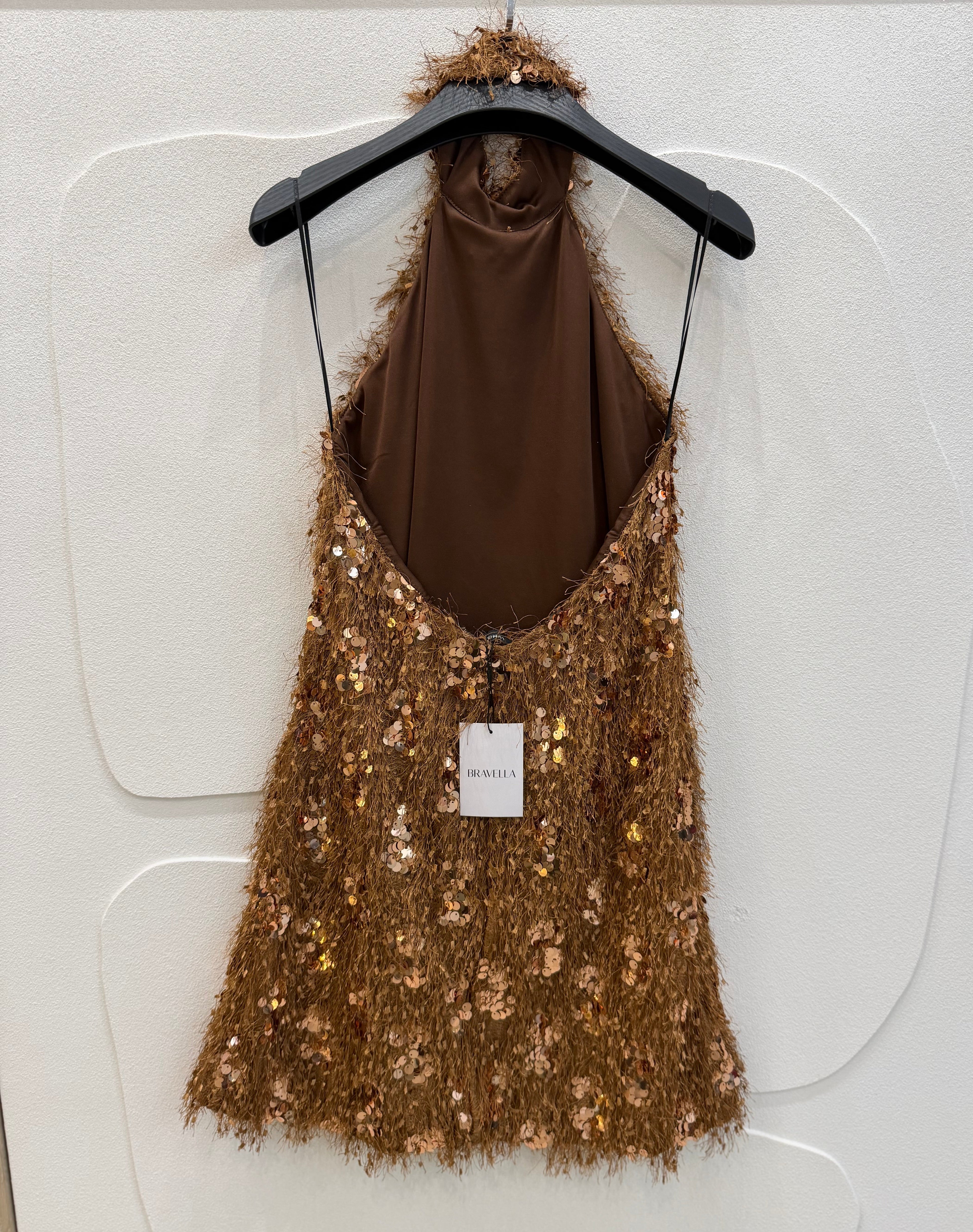 Vestido halter dorado