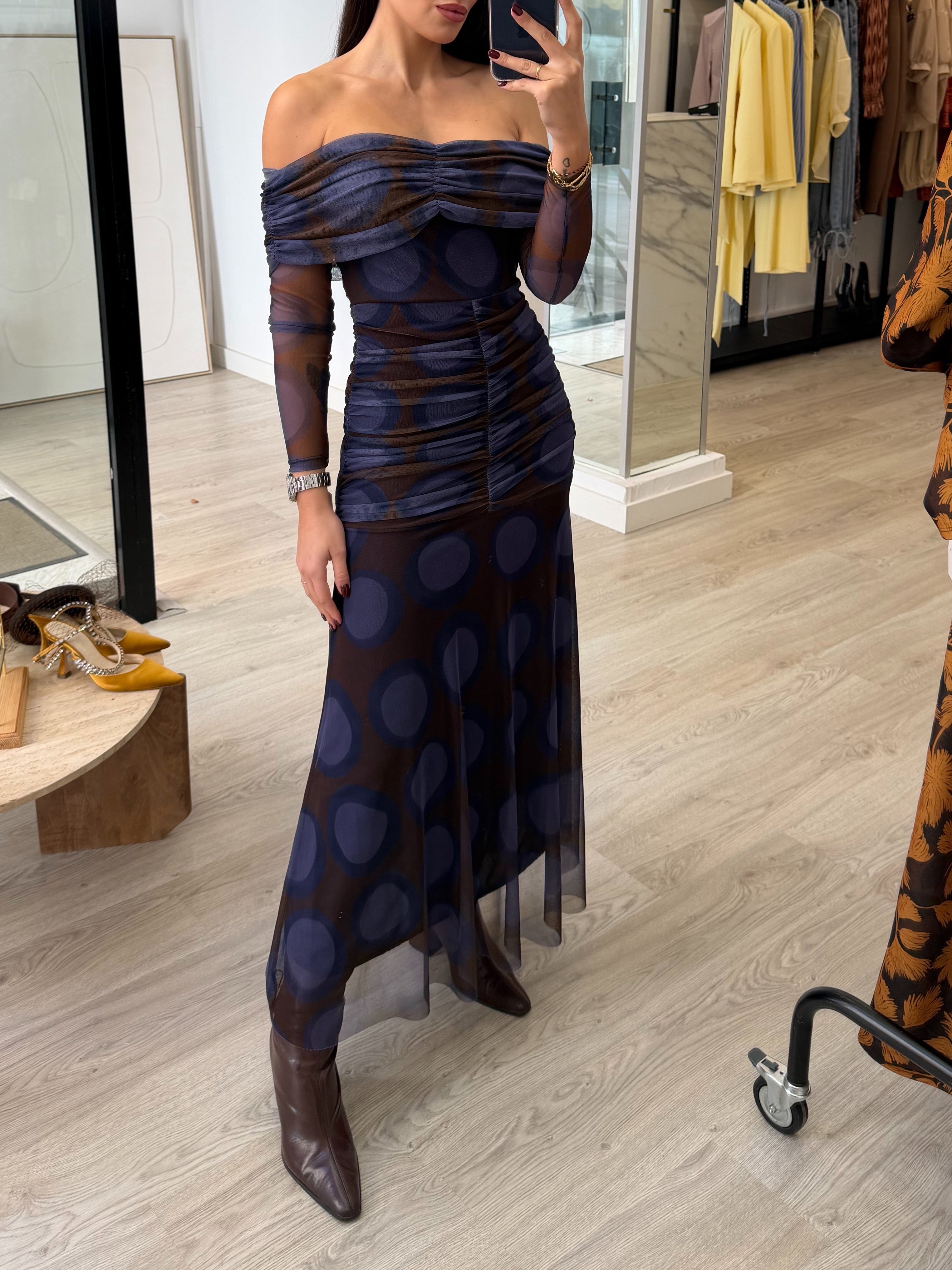 Vestido fruncido lunares