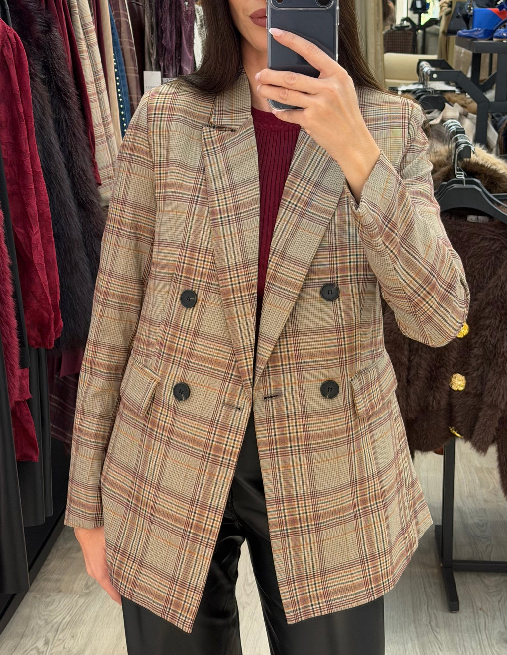 Blazer cruzada de cuadros
