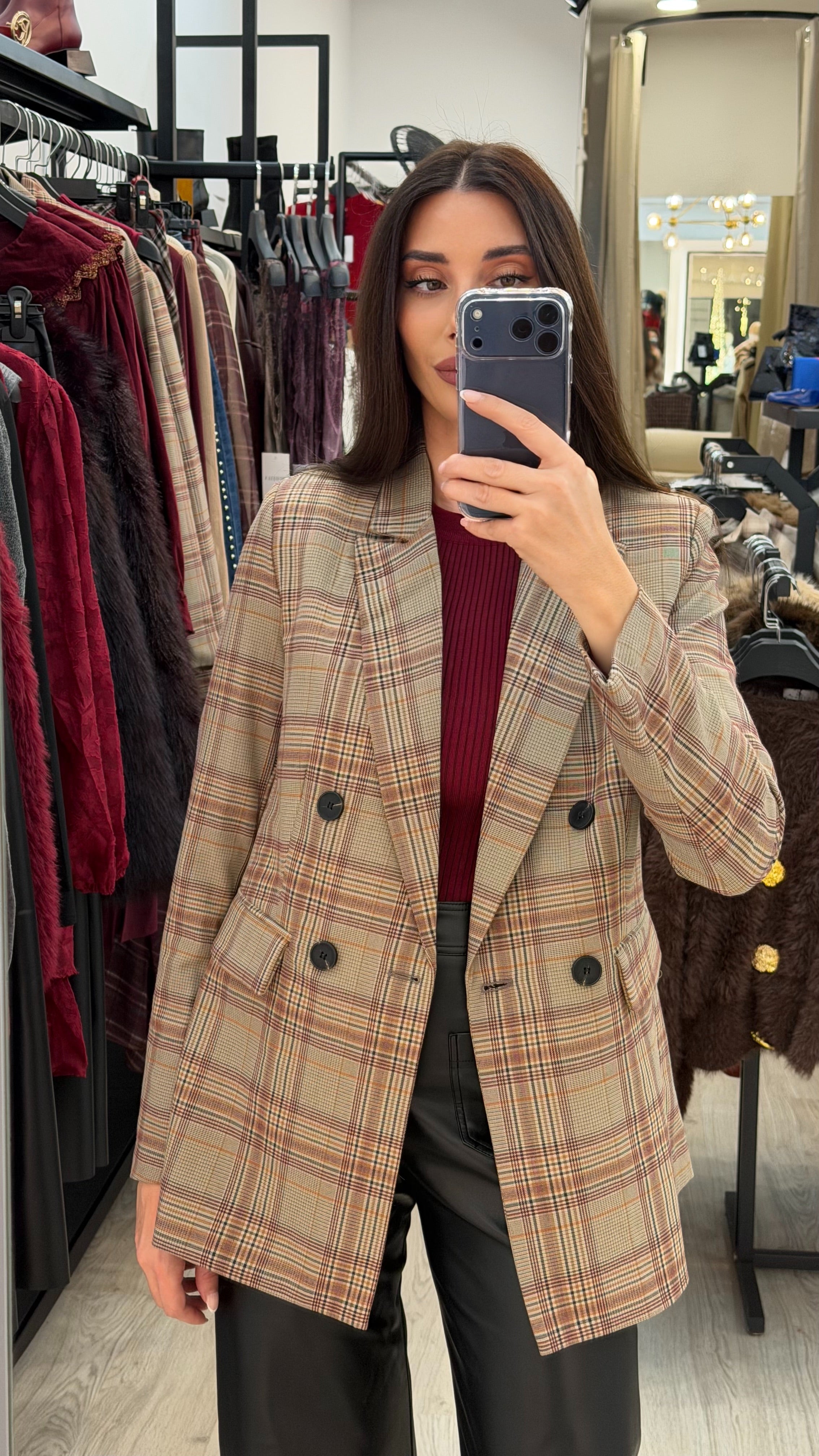 Blazer cruzada de cuadros