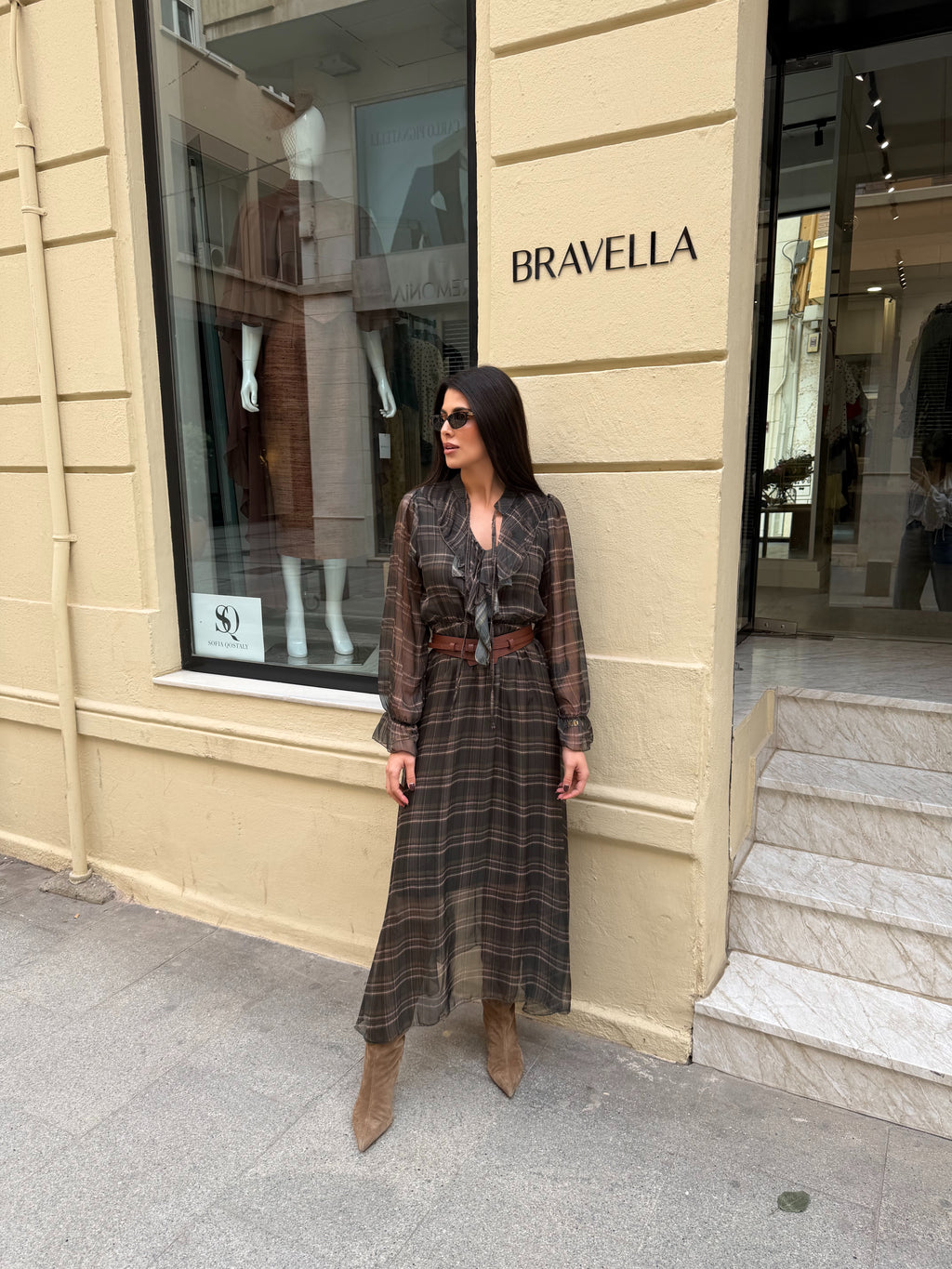Vestido de gasa cuadros