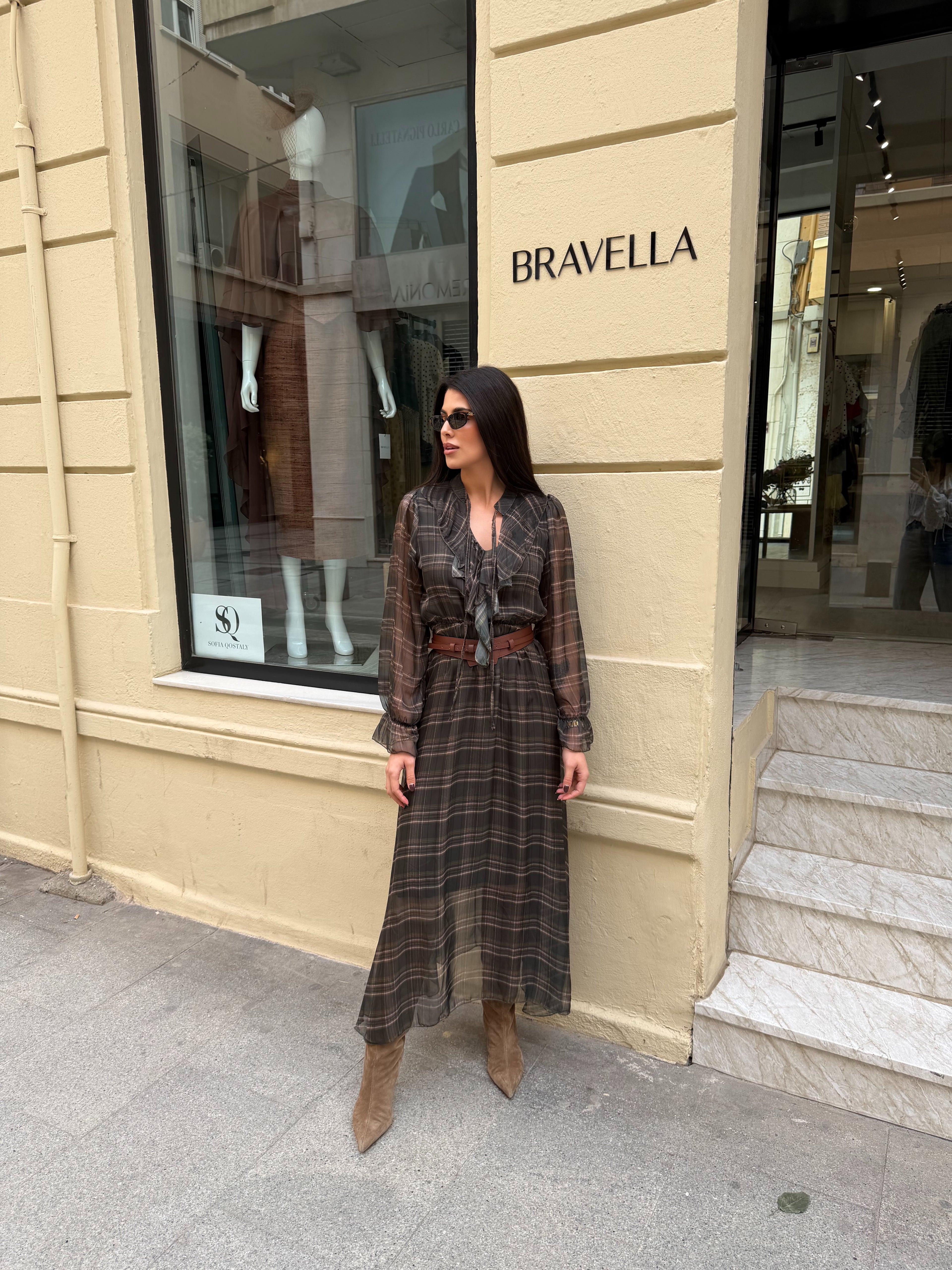 Vestido de gasa cuadros