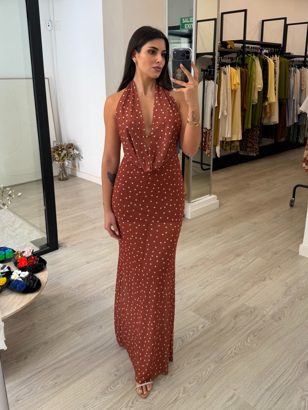 Vestido largo lunares
