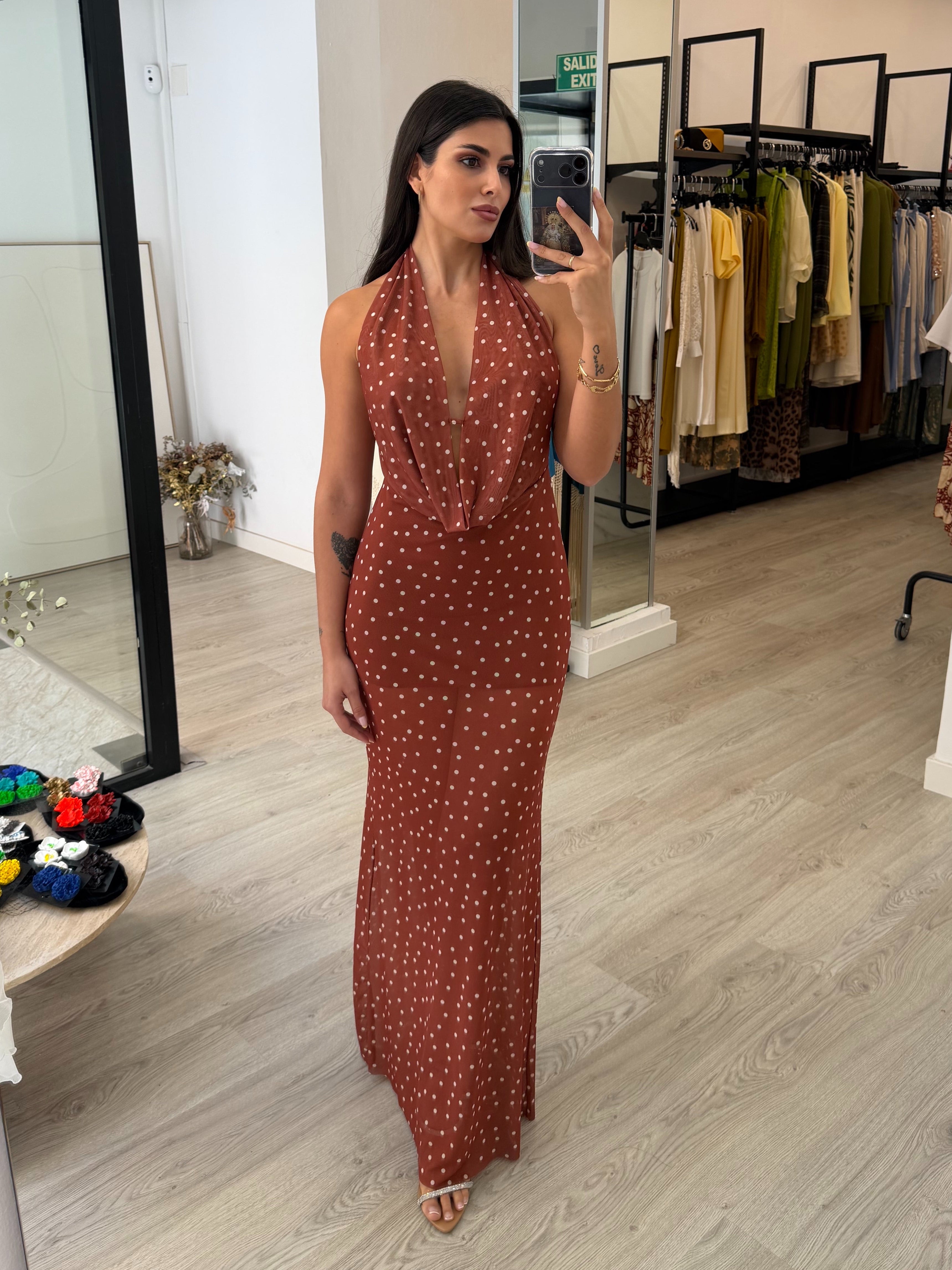 Vestido largo lunares