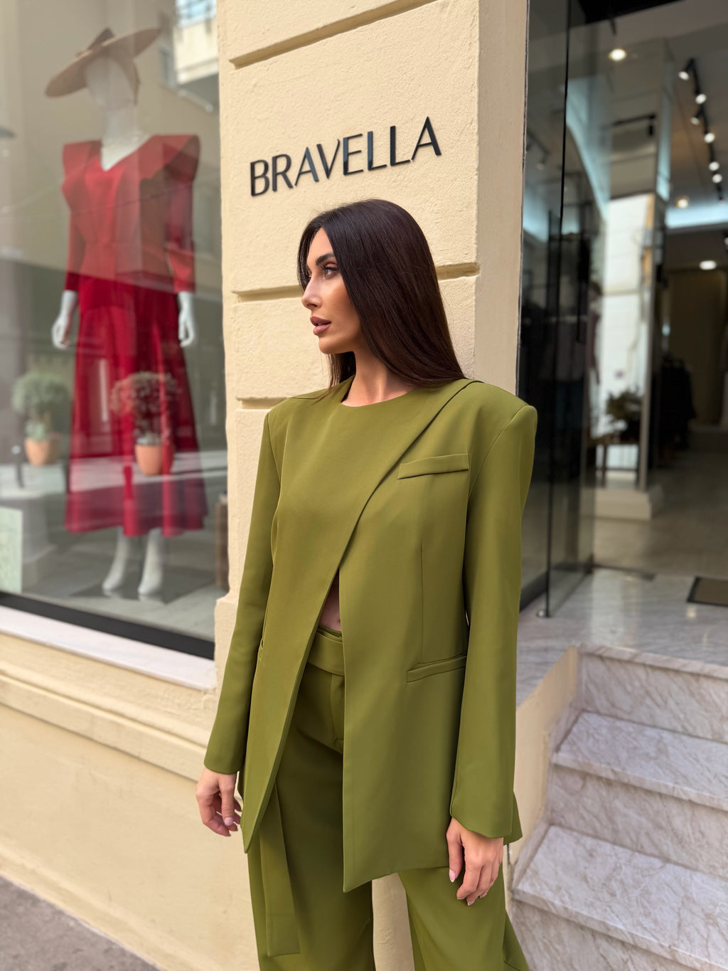 Blazer cruzada verde oliva