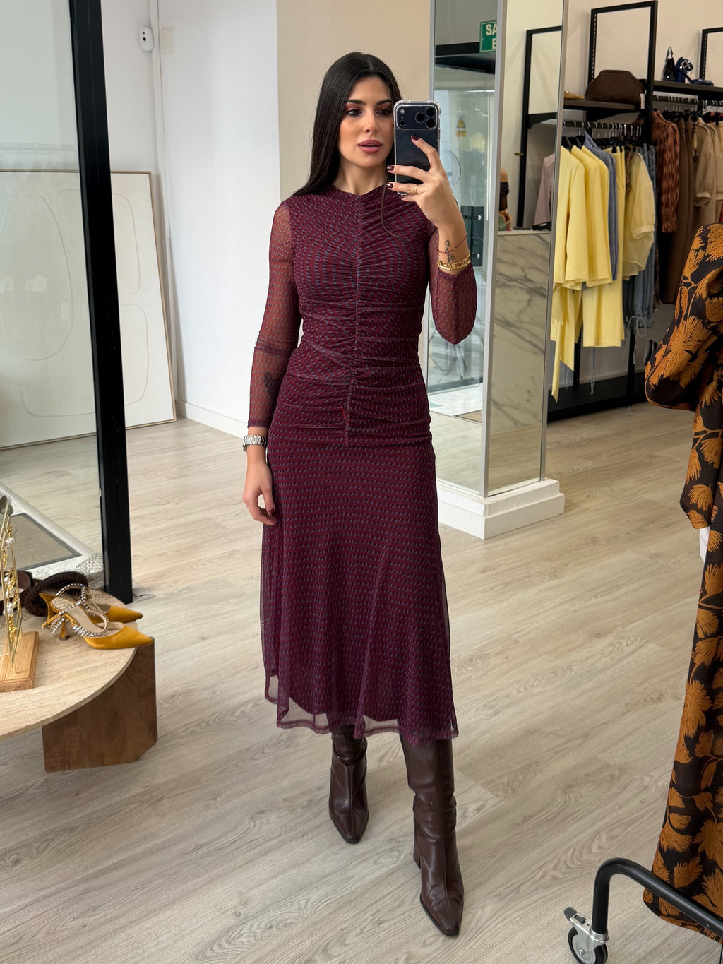 Vestido fruncido estampado