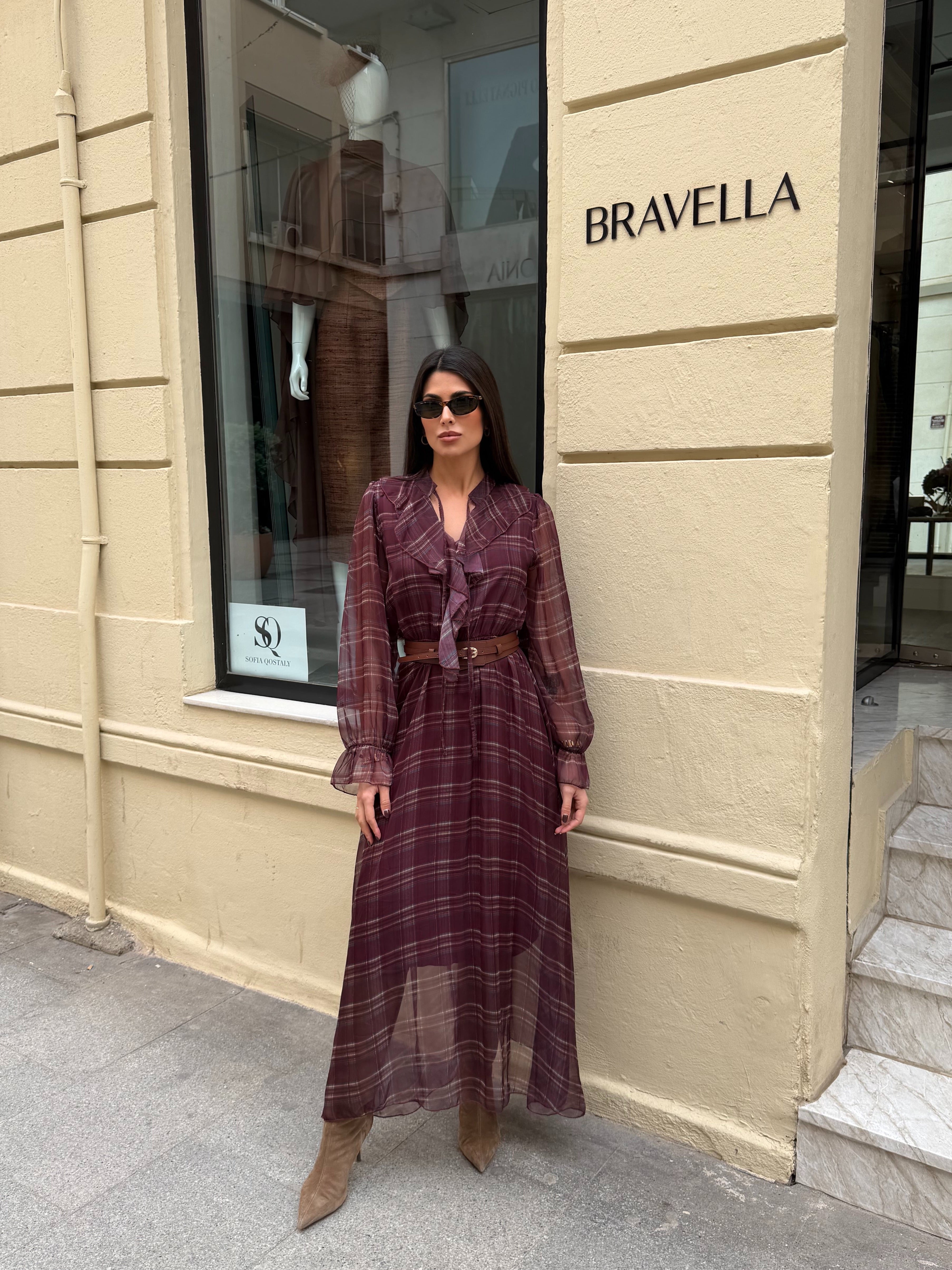 Vestido de gasa cuadros