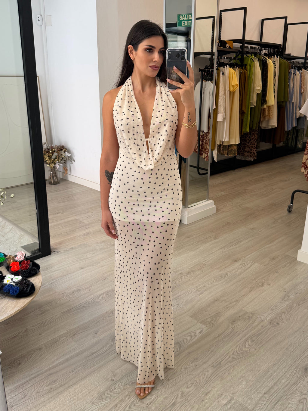 Vestido largo lunares