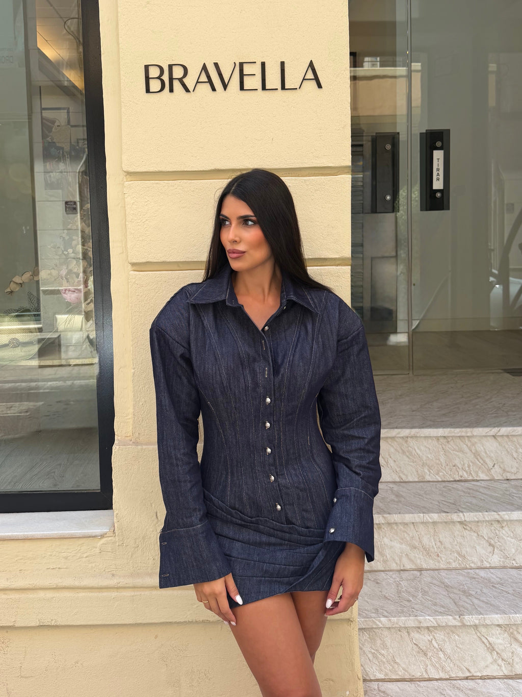 Vestido denim corsé