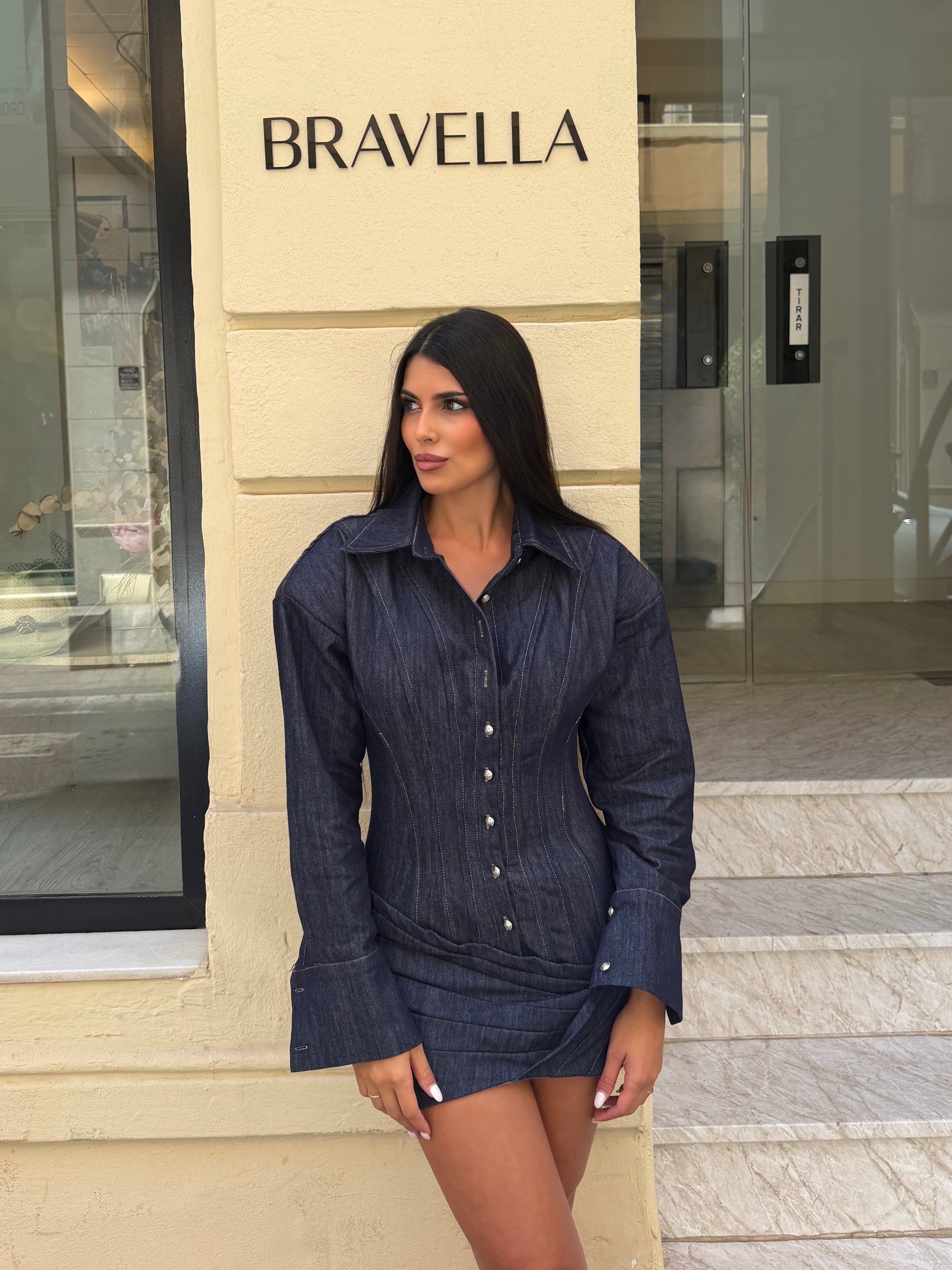 Vestido denim corsé