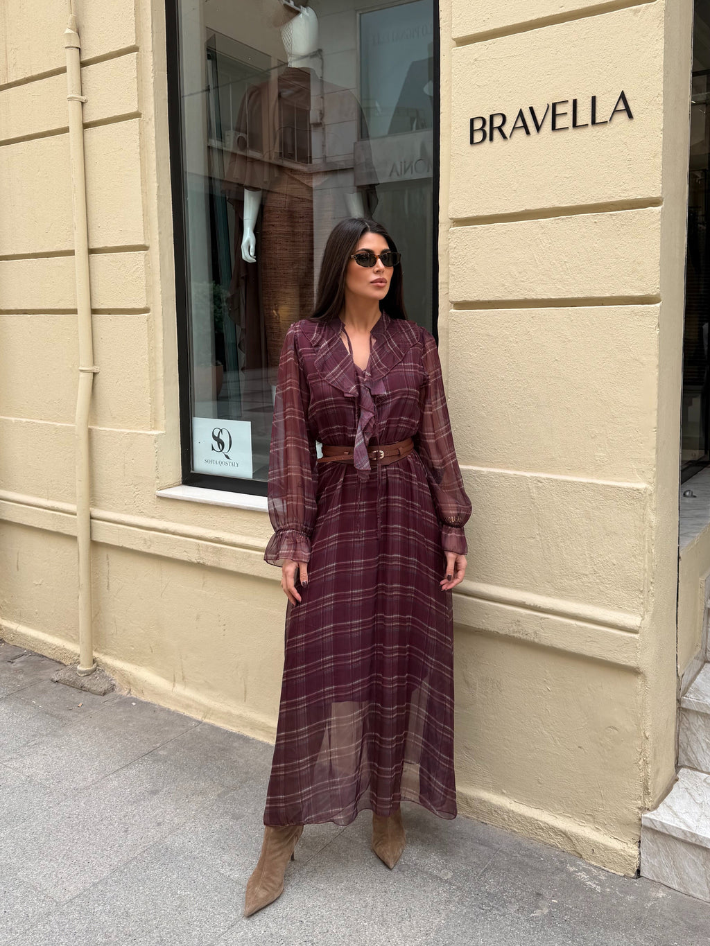 Vestido de gasa cuadros