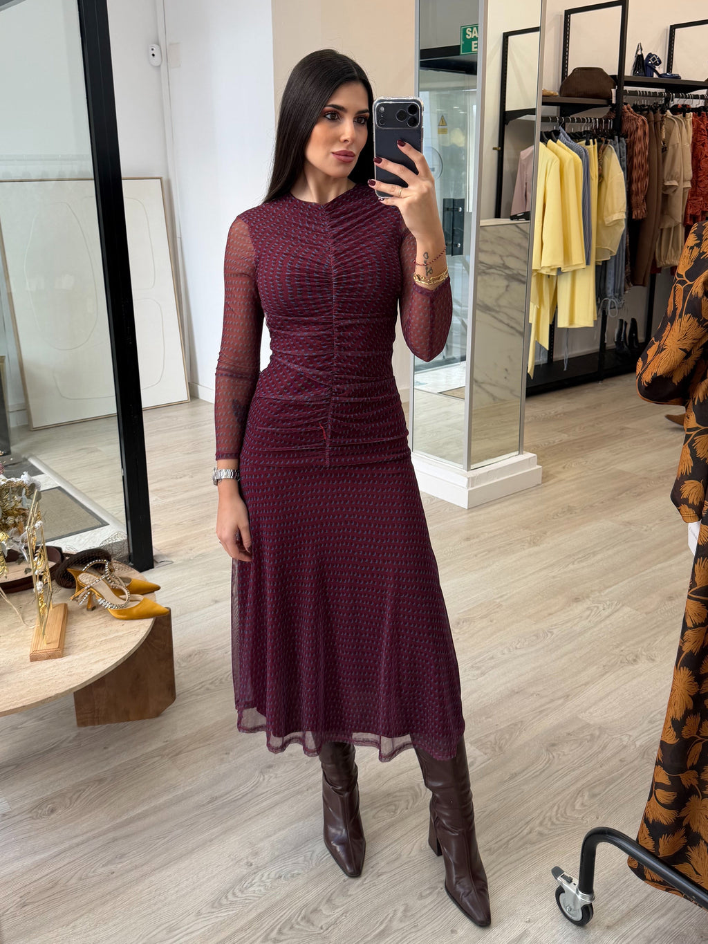 Vestido fruncido estampado