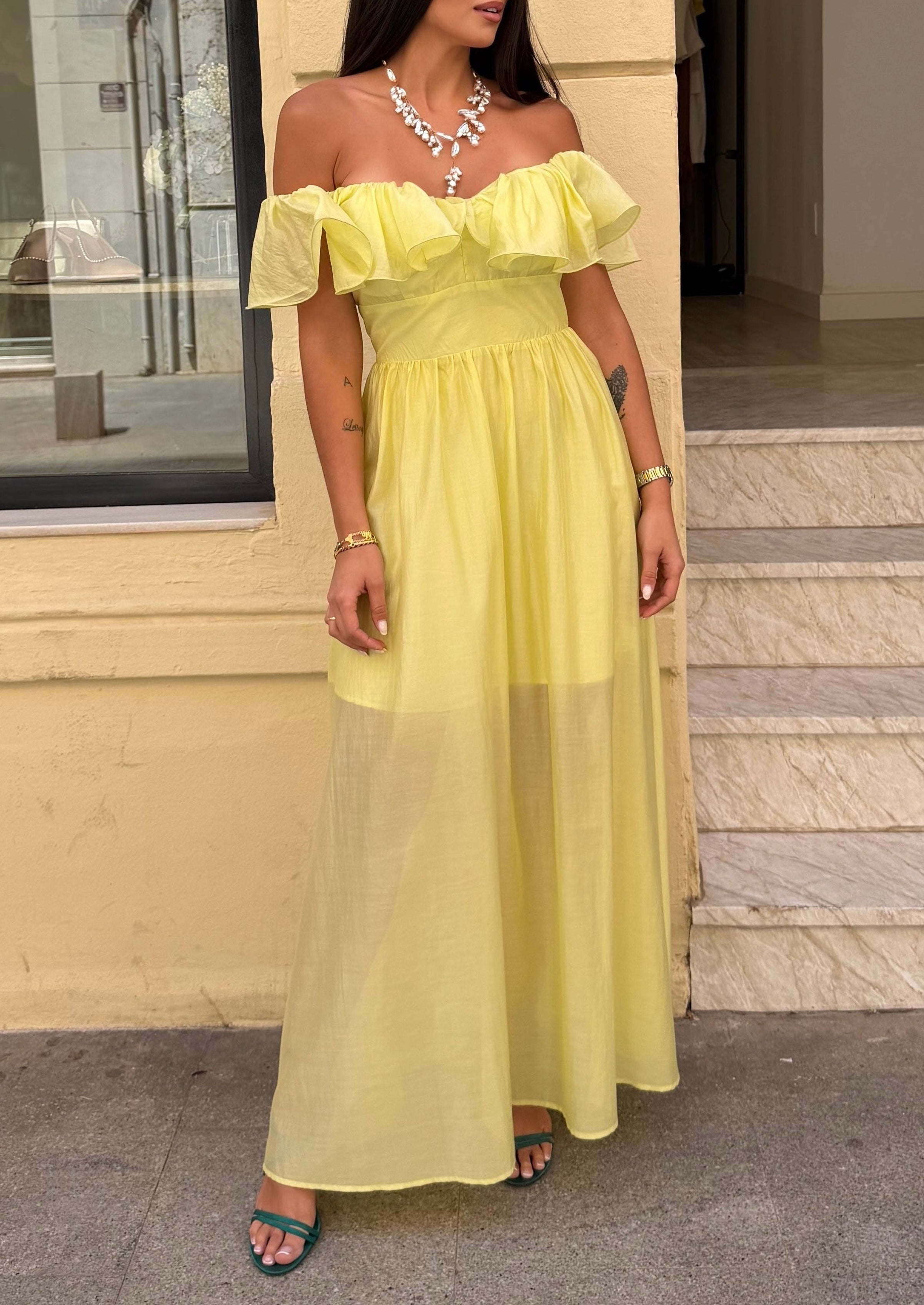 Vestido escote bardot