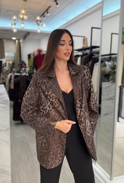 Blazer animal print lentejuela