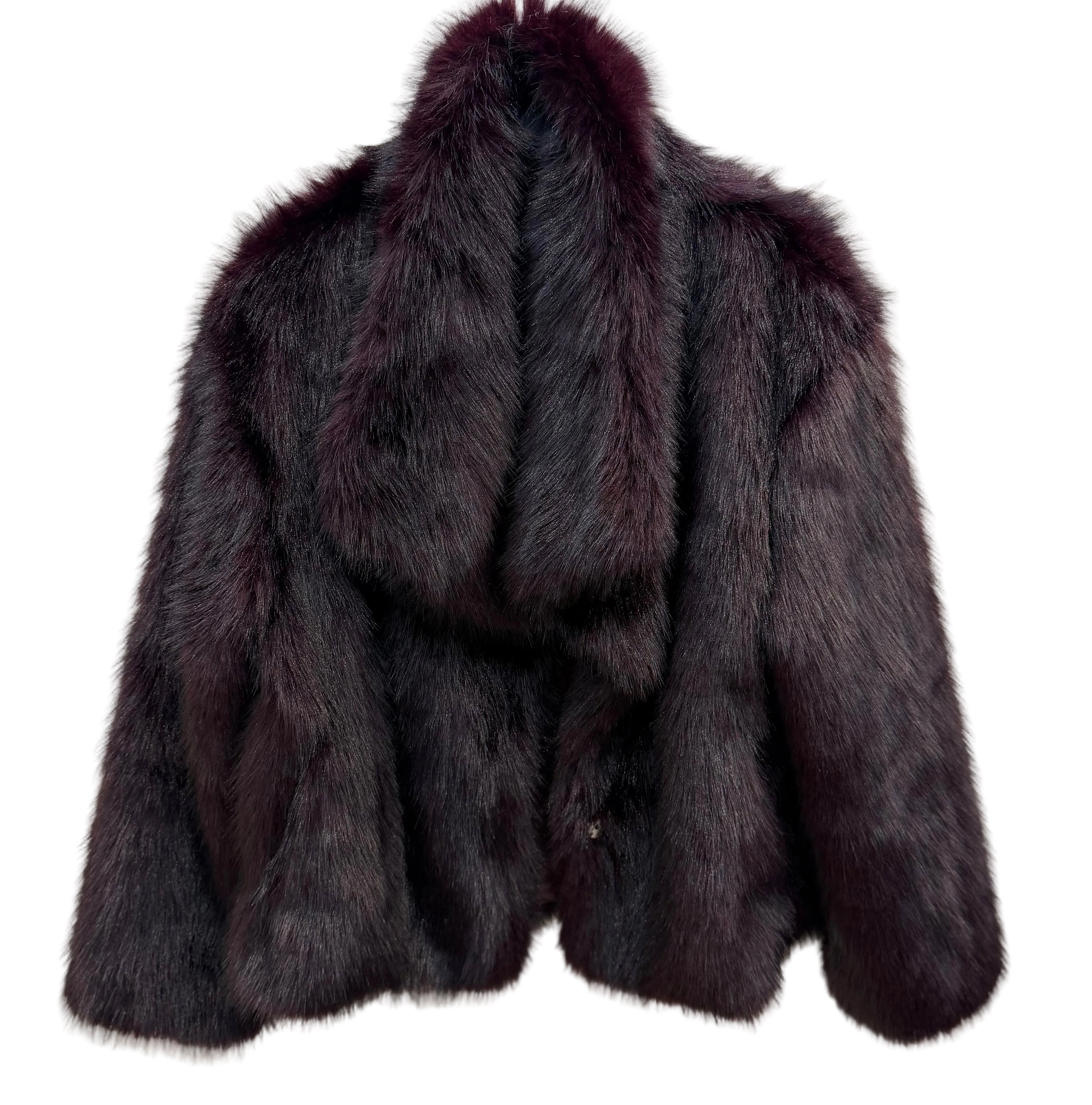 Abrigo de pelo sintético burdeos