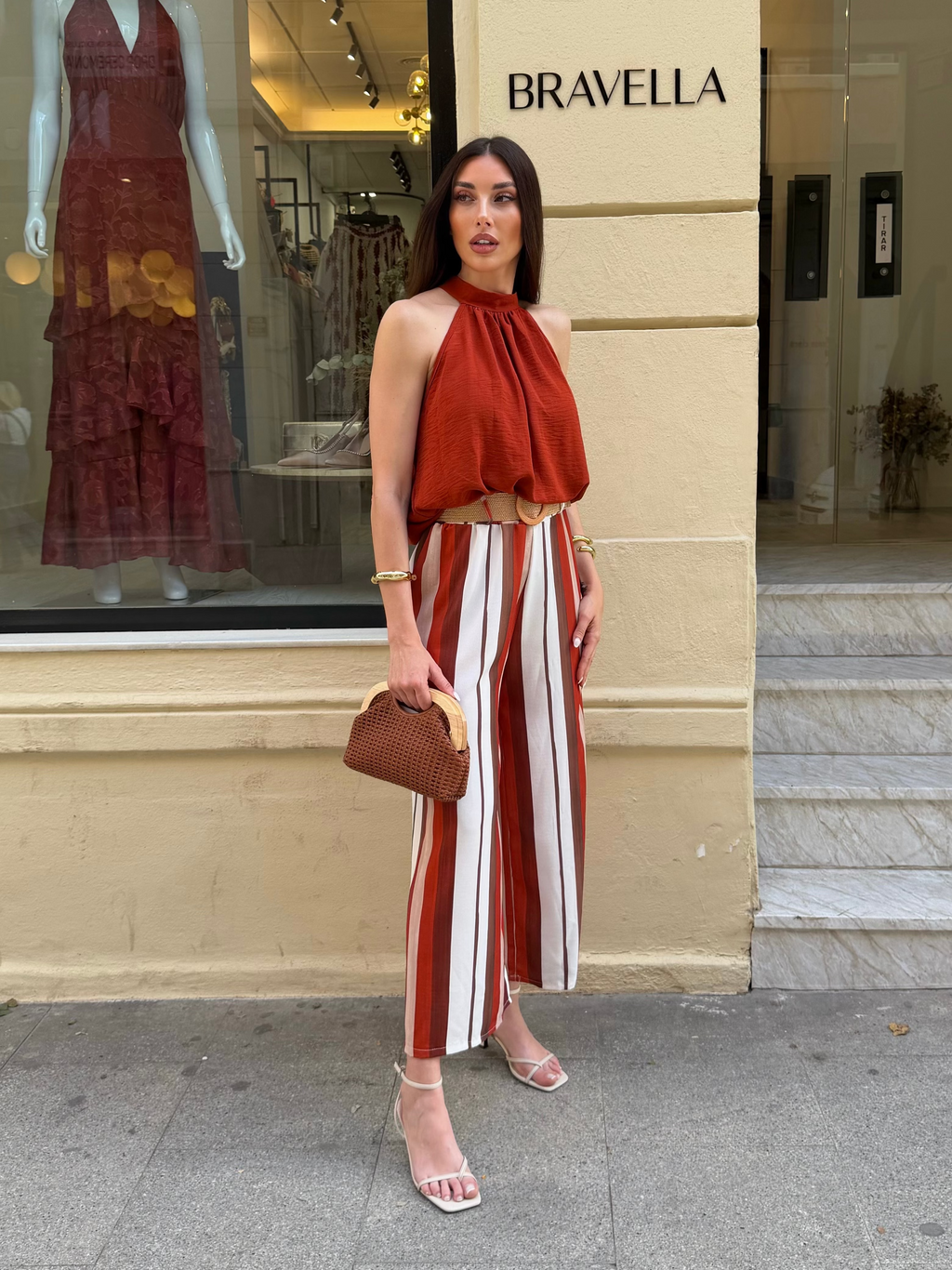 Pantalón rayas cinturón
