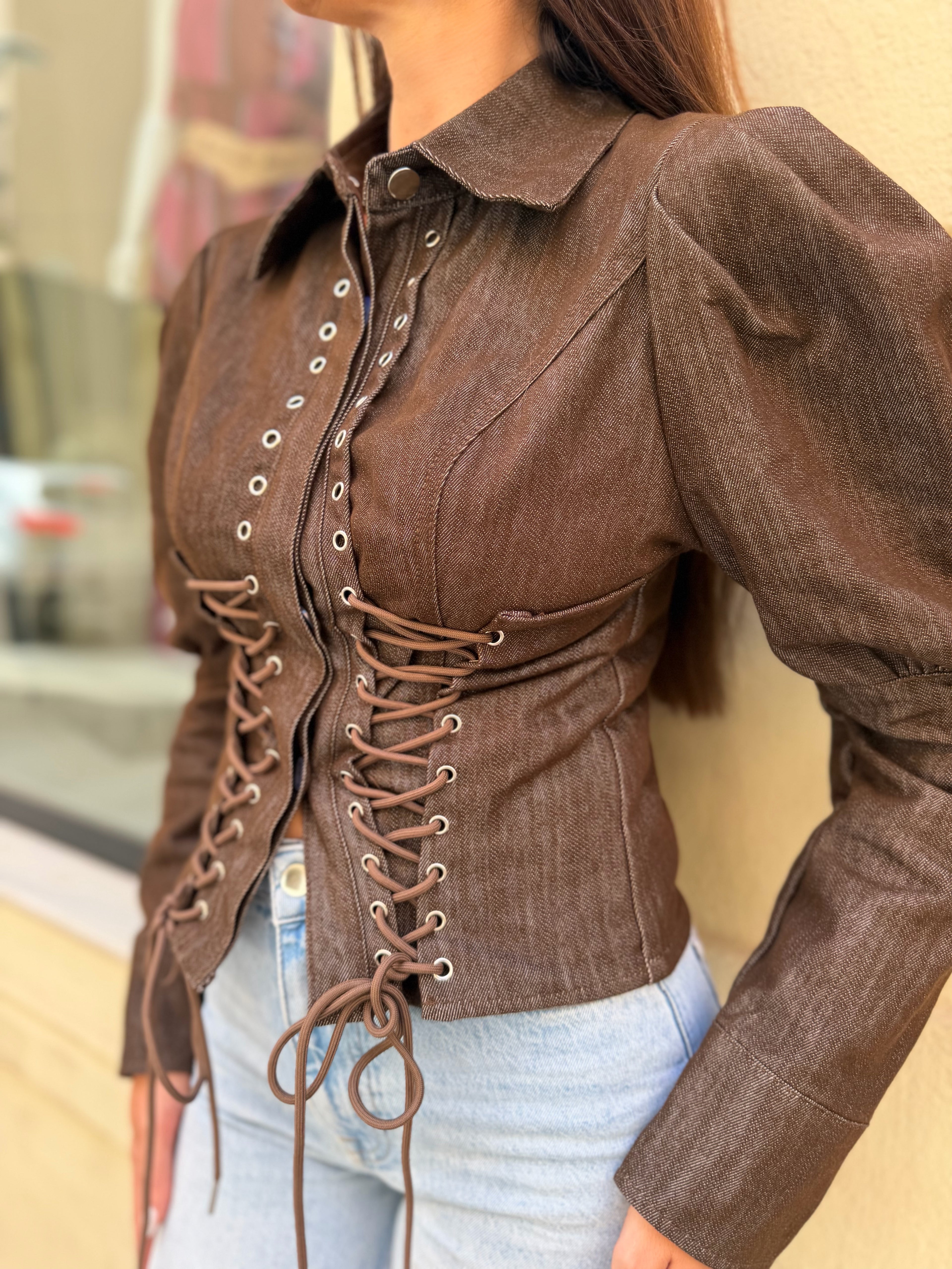 Chaqueta denim marrón