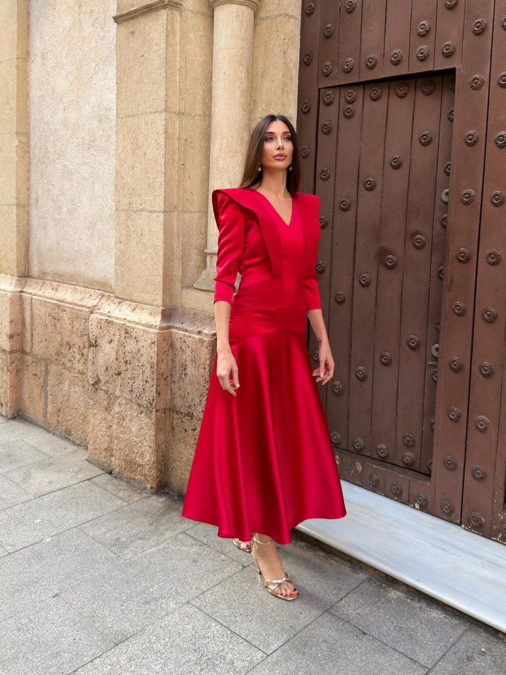 Vestido rojo con volante
