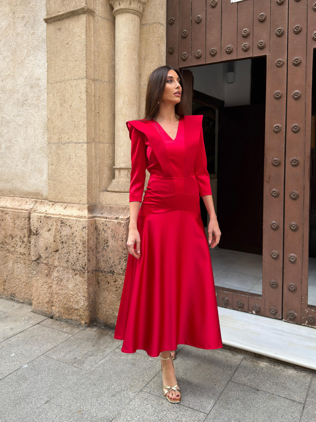 Vestido rojo con volante