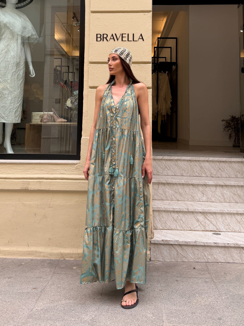 Vestido halter maxi