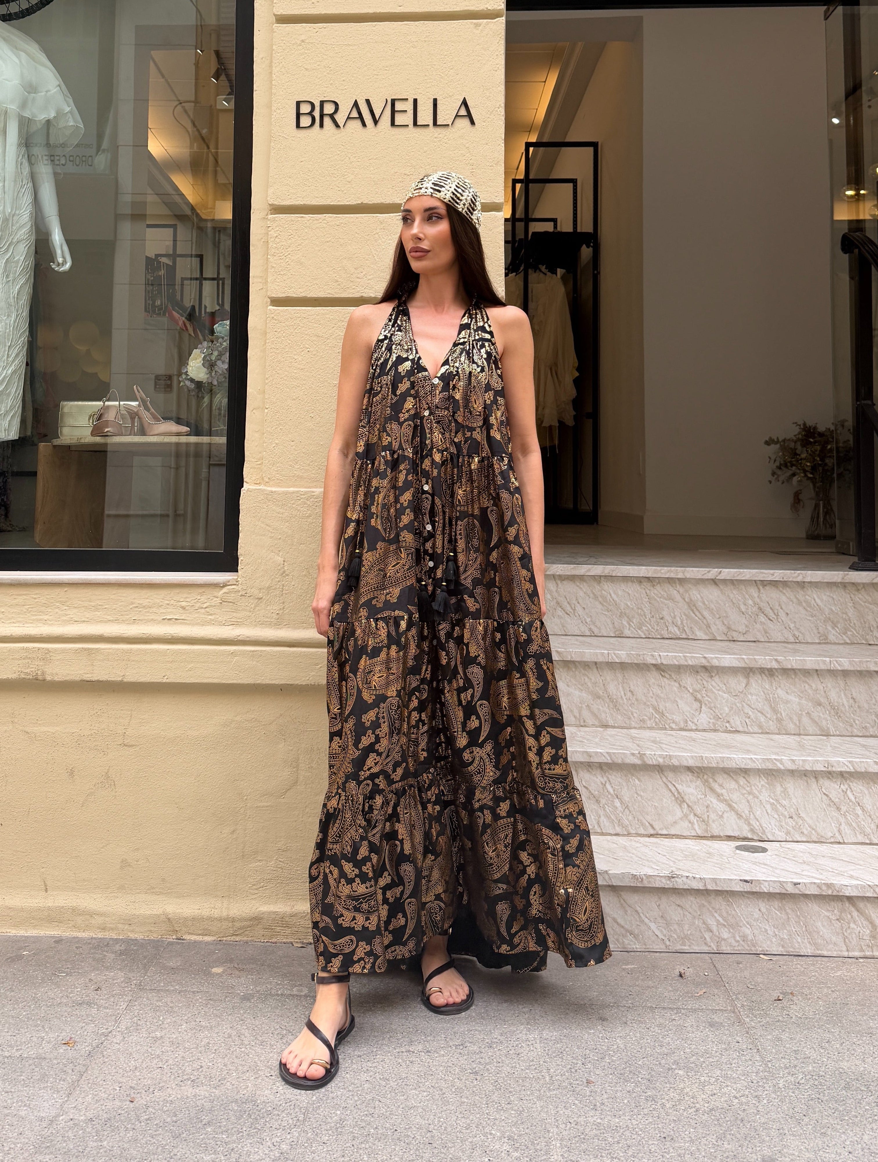 Vestido halter maxi