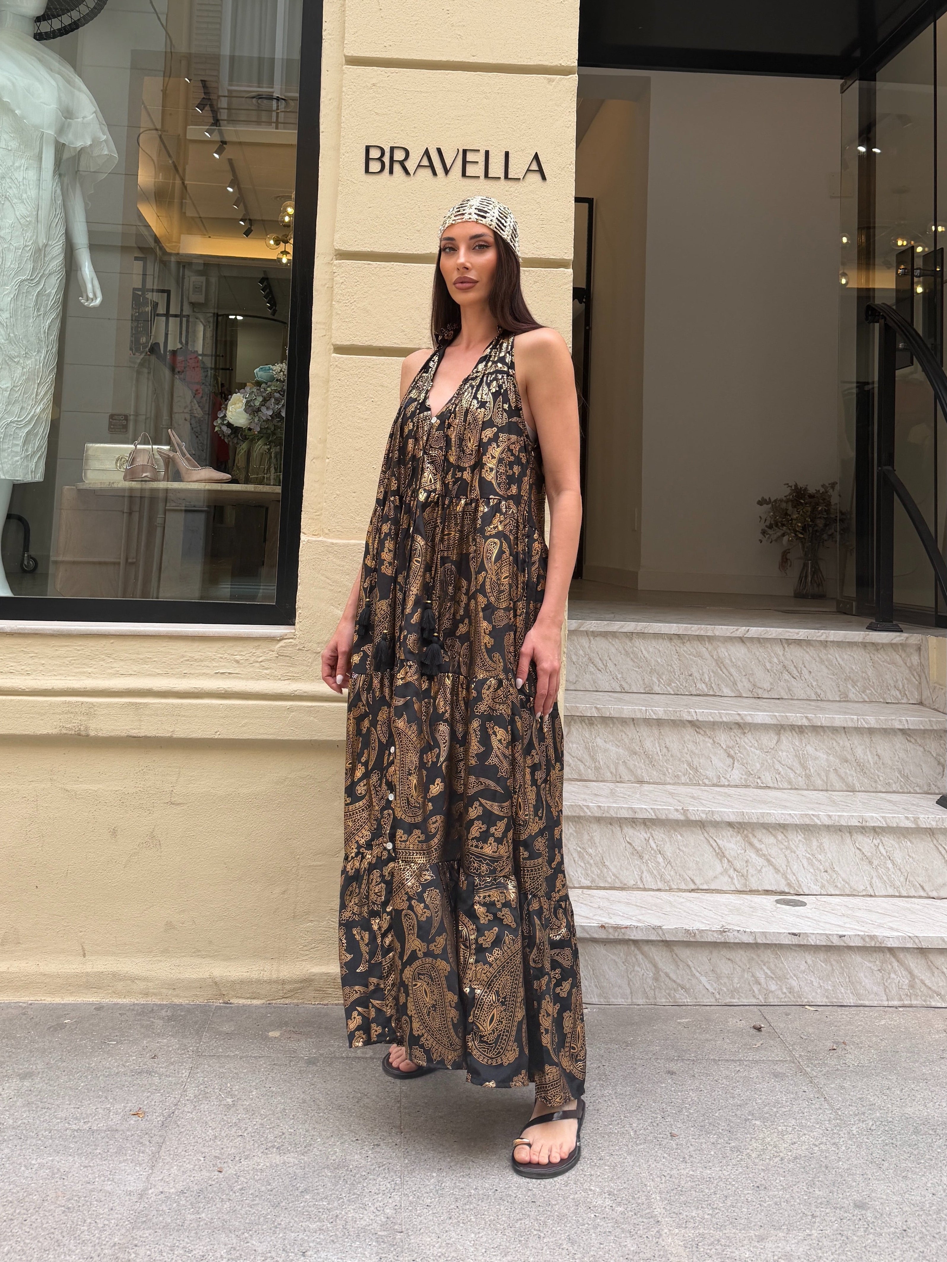 Vestido halter maxi