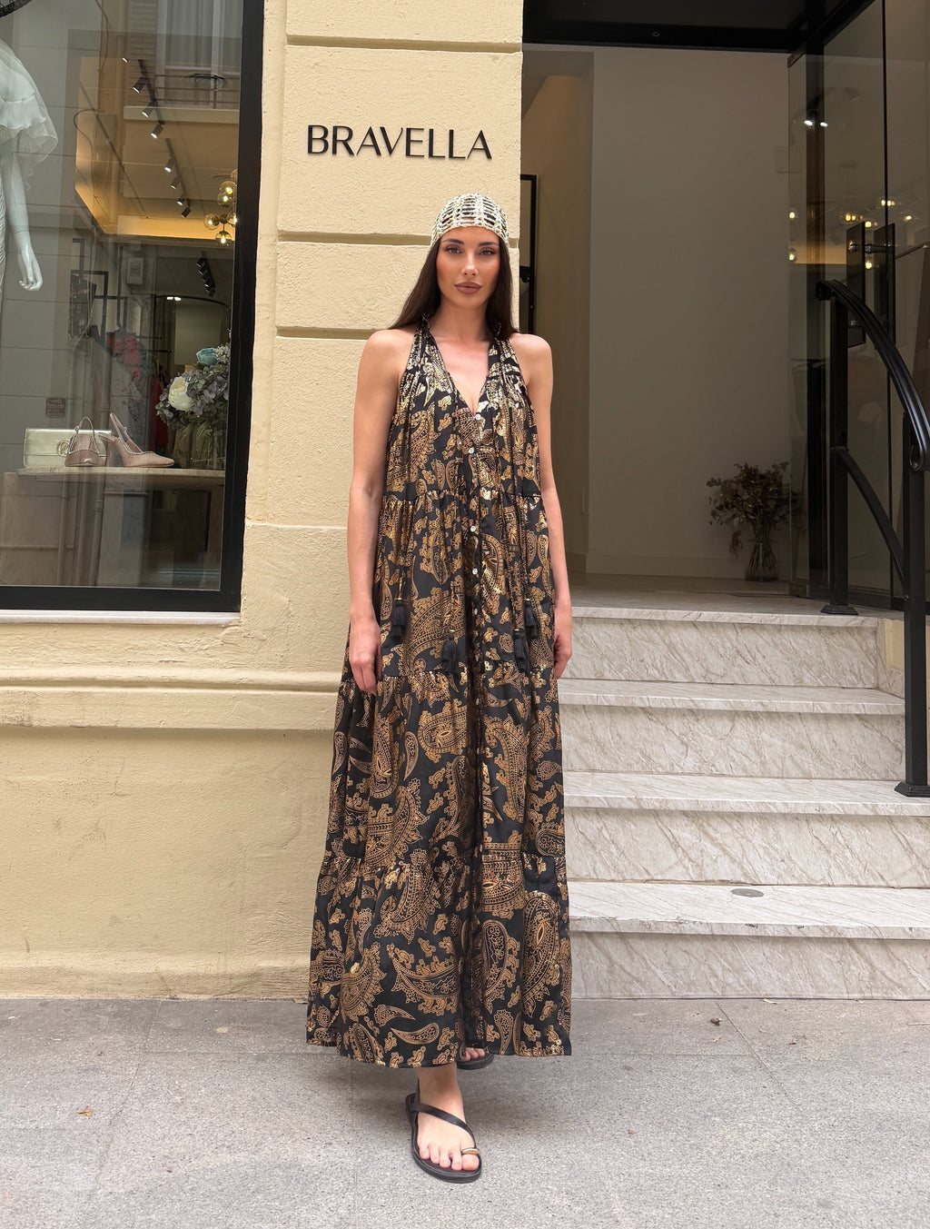 Vestido halter maxi